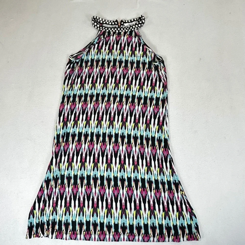 Tart Collections Halter Dress Womens Large Multicolor Geometric Boho Ikat T10070